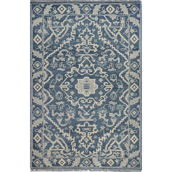 BASHIAN Palmyra Azure 9 ft. x 12 ft. (8 ft. 6 in. x 11 ft. 6 in.) Floral Transitional Area Rug