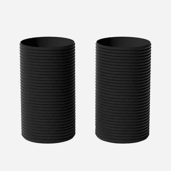 Mod Medium Black Plastic Tall Round Planter with Drainage Holes (13.75 in. L x 13.75 in. W x 24.75 in. H) (2-Pack)