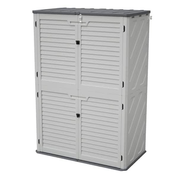 Raynard 52.36 in. W x 29.7 in. D x 74.25 in. H White Resin Plastic Patio Outdoor Storage Cabinet
