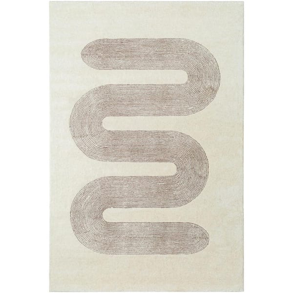 Livabliss Carolena Off-White/Brown 5 ft. x 8 ft. Modern Indoor Area Rug