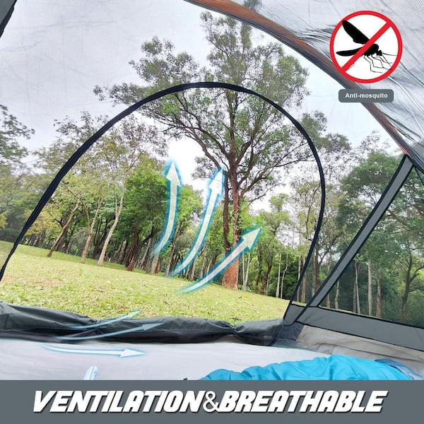 7.5 ft. x 5 ft. Grey Nylon Camping Tent 1-2 Person, Portable