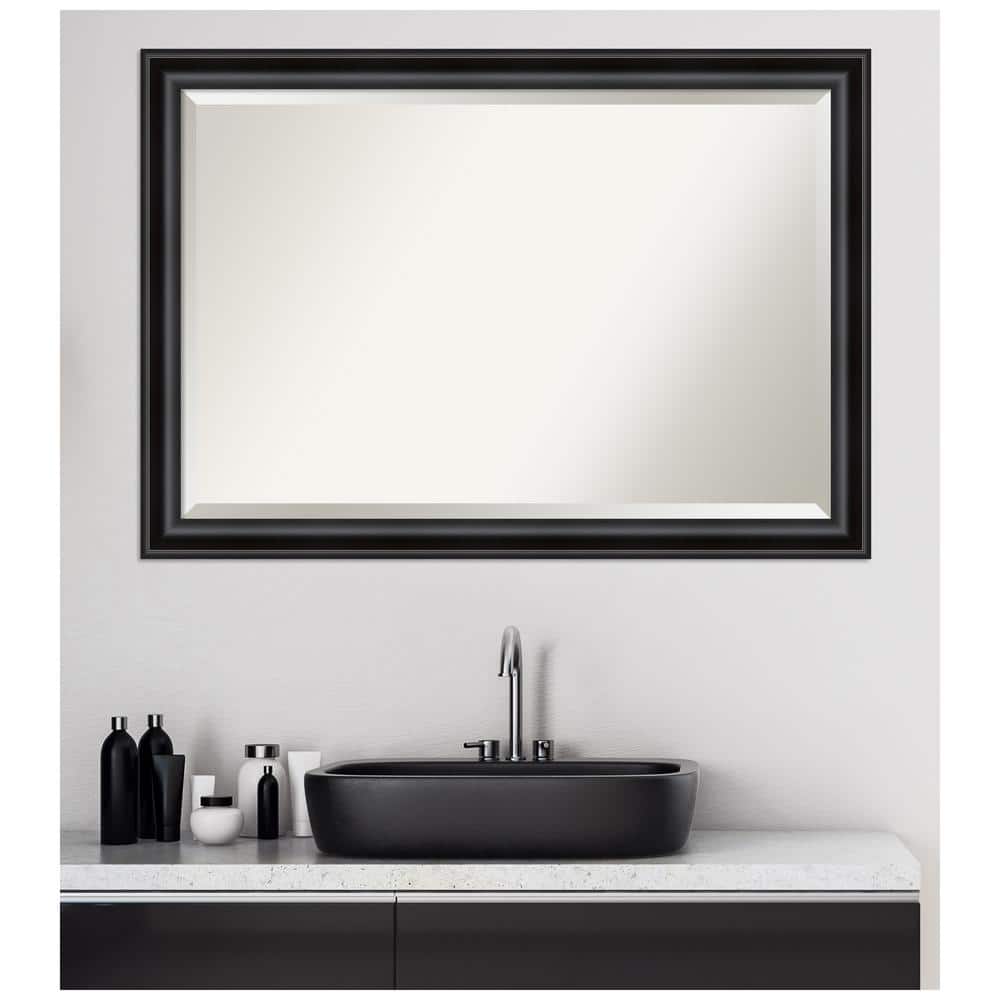 Black Rectangular Beveled Wall Mirror with Polystyrene Frame