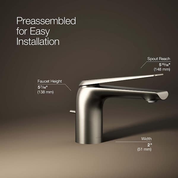 KOHLER Avid Single-Handle Single Hole 1.2 GPM Bathroom Faucet in Vibrant Brushed Nickel