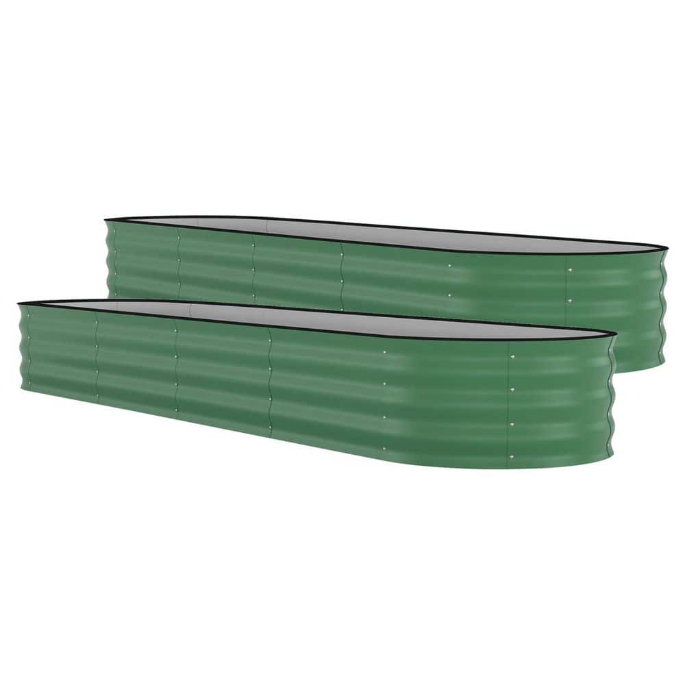 2 Pcs Outdoor Oval Galvanized Steel Green Raised Garden Bed with Open Bottom, 8 ft. x 2 ft. x 1.5 ft. price history on PriceWatchPro
