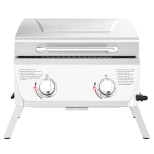 2-Burner Portable Propane Gas Table Top Grill in Stainless Steel