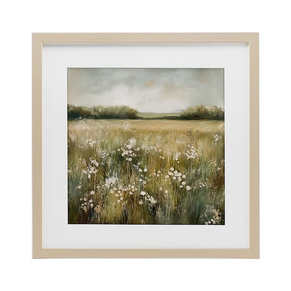 Neutral Field Of Flowers by Petal Prints Design 1 Piece Birch Under Glass Framed Graphic Art Print 13 in. x 13 in.