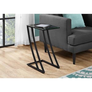 Black End Table with Tempered Glass