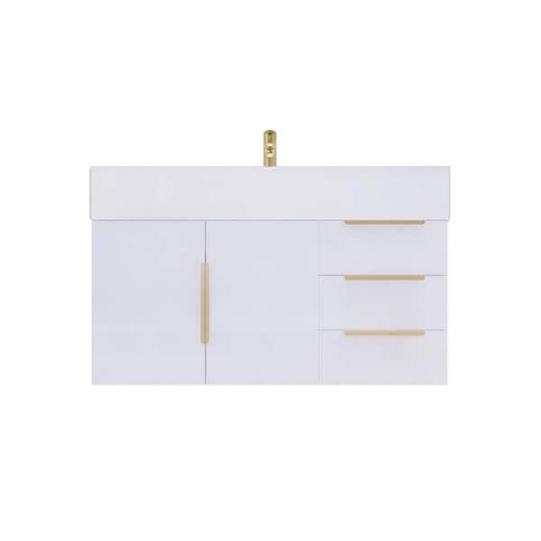 Bethany 36 in. W x 20 in. D x 22 in. H Single Sink Floating Bath Vanity in High Gloss White with White Acrylic Top