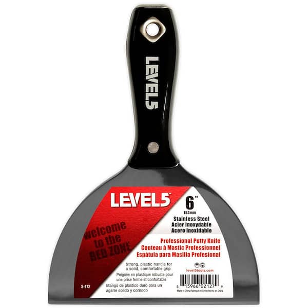 Level 5 6 in. Black Stainless Steel Joint Knife with Plastic Handle Hammerend