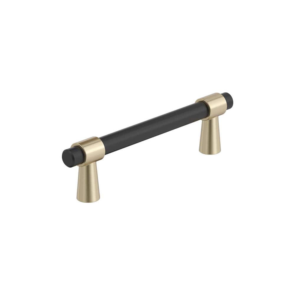 Mergence 3-3/4 in. (96mm) Modern Matte Black/Golden Champagne Bar Cabinet Pull price history on PriceWatchPro