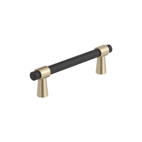 Mergence 3-3/4 in. (96mm) Modern Matte Black/Golden Champagne Bar Cabinet Pull