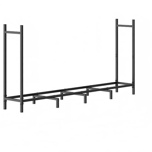 Oumilen 61.38 in. L x 14.5 in. W x 31 in. H Firewood Rack Fireplace Wood Storage Stack Outdoor Firewood Storage Rack Metal Black