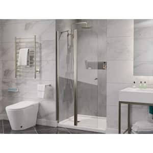 Romance 72 in. W x 33.5 in. H Frameless Hinged Shower Door in Brushed Nickel