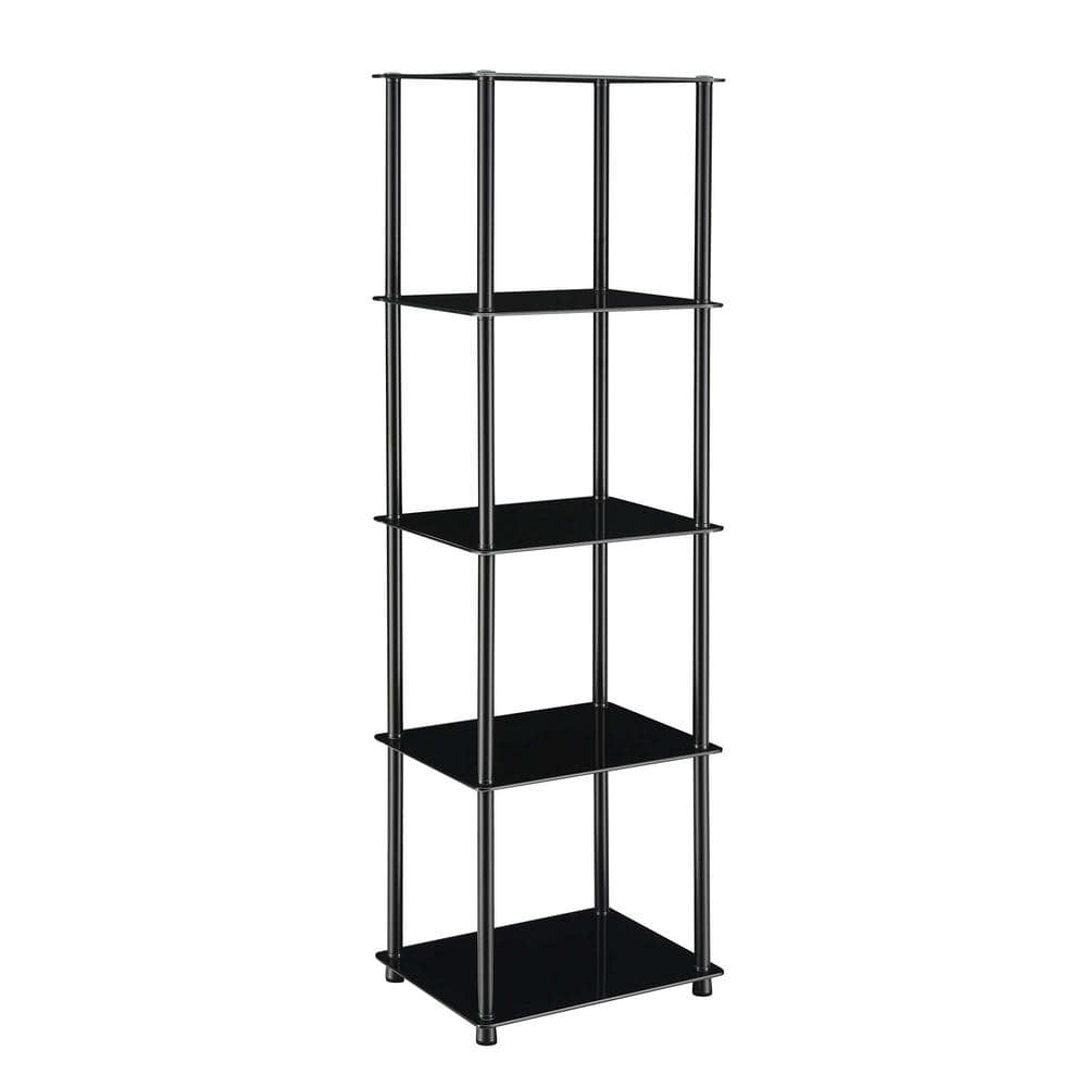 Modern Black Tempered Glass 5-Tier Display Tower