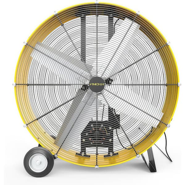 42 in. 2 Fan Speeds High Velocity Drum Fan in Yellow with Durable, Portablefor Industrial and Commercial Spaces
