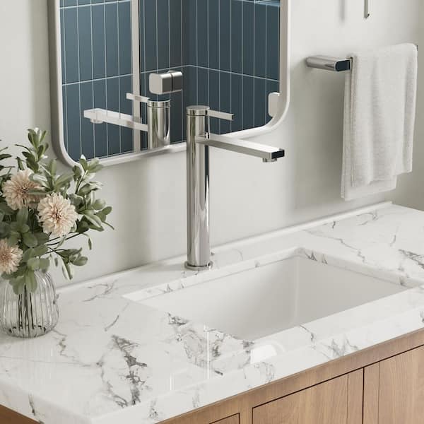 Tinian Single Handle Vessel Sink Faucet with Pop-up Drain Tall faucet in Polished Chrome