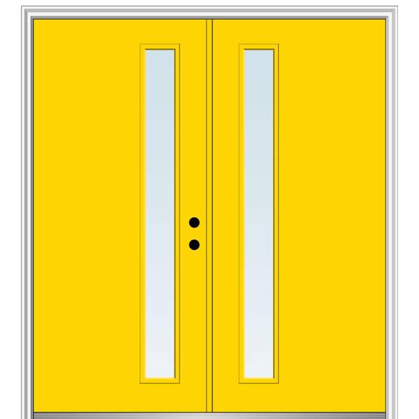 MMI Door 64 in. x 80 in. Viola Left-Hand Inswing 1-Lite Clear Low-E Painted Fiberglass Smooth Prehung Front Door