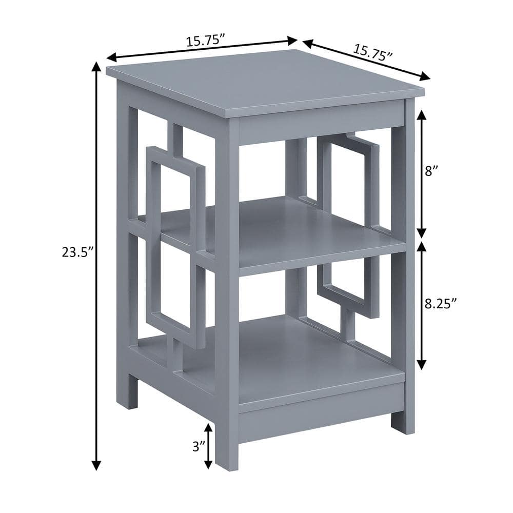 Gray MDF 24" End Table with Shelves