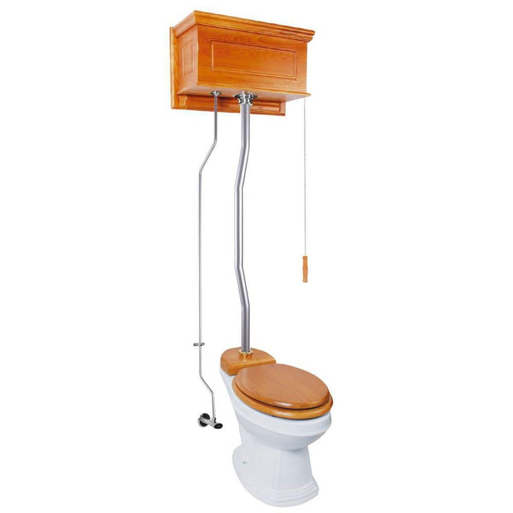 RENOVATORS SUPPLY MANUFACTURING Light Oak High Tank Pull Chain Toilet 2