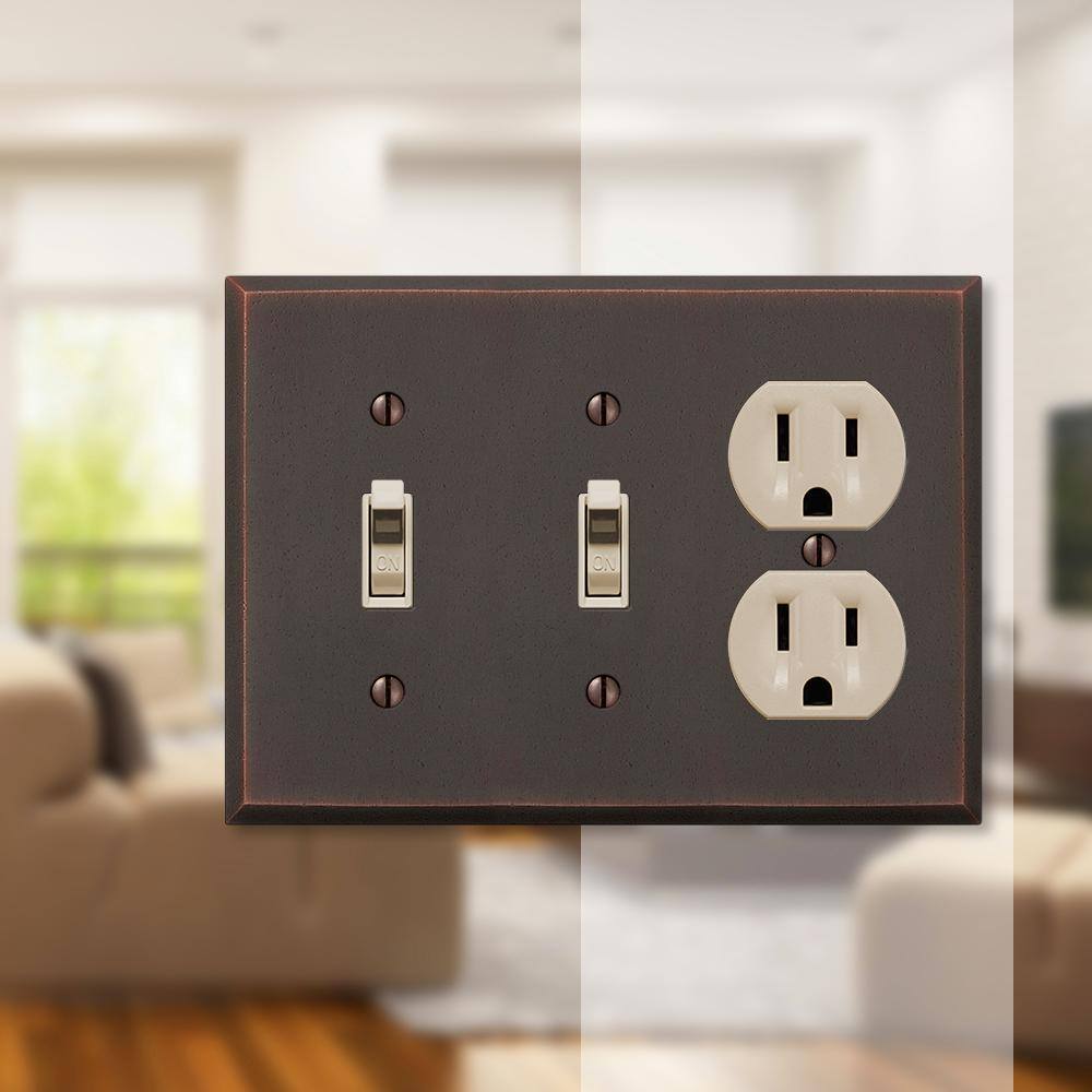 Aged Bronze 3-Gang Metal Wall Plate