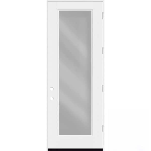 Legacy 30 in. x 96 in. Full Lite Clear Glass LHOS Unfinished Fiberglass Prehung Front Door with 4-9/16 Jamb