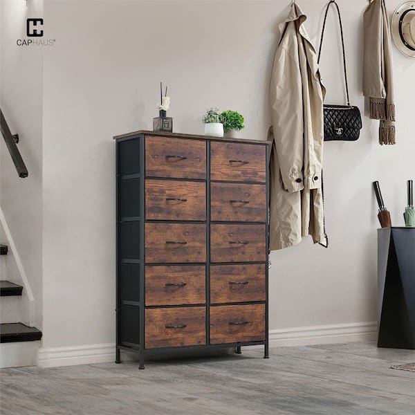 Rustic Oak 10-Drawer 31.5 in. Wide Dresser