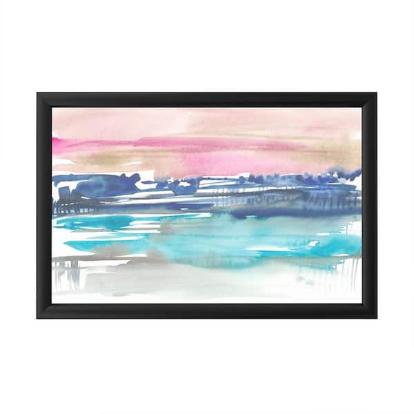 Trademark Fine Art "Indigo Sunset I" by Jennifer Goldberger Framed with LED Light Abstract Wall Art 16 in. x 24 in.