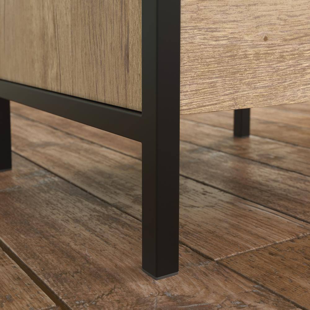 Gray Oak L-Shaped Computer Desk with Drawer and Filing Cabinet