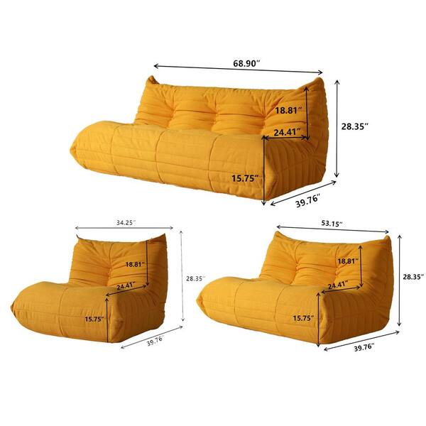 J&E Home 69 in. W Armless Teddy Velvet 3-piece Modular Free