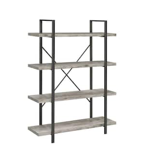 Ana 12.5 in. Light Gray 4-Shelves Crossed Metal Design Bookcase