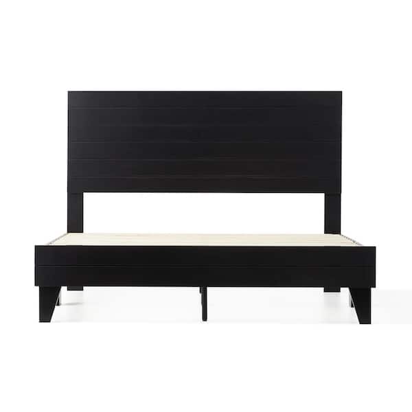 Brookside Sophia Black Twin Shiplap Laminate Wood Panel Platform Bed Frame