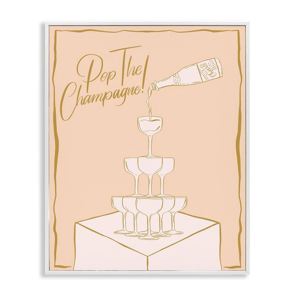 Pop The Champagne Phrase by Hey Bre Creative Studio White Framed Food Giclee Art Print 20 in. x 16 in. price history on PriceWatchPro