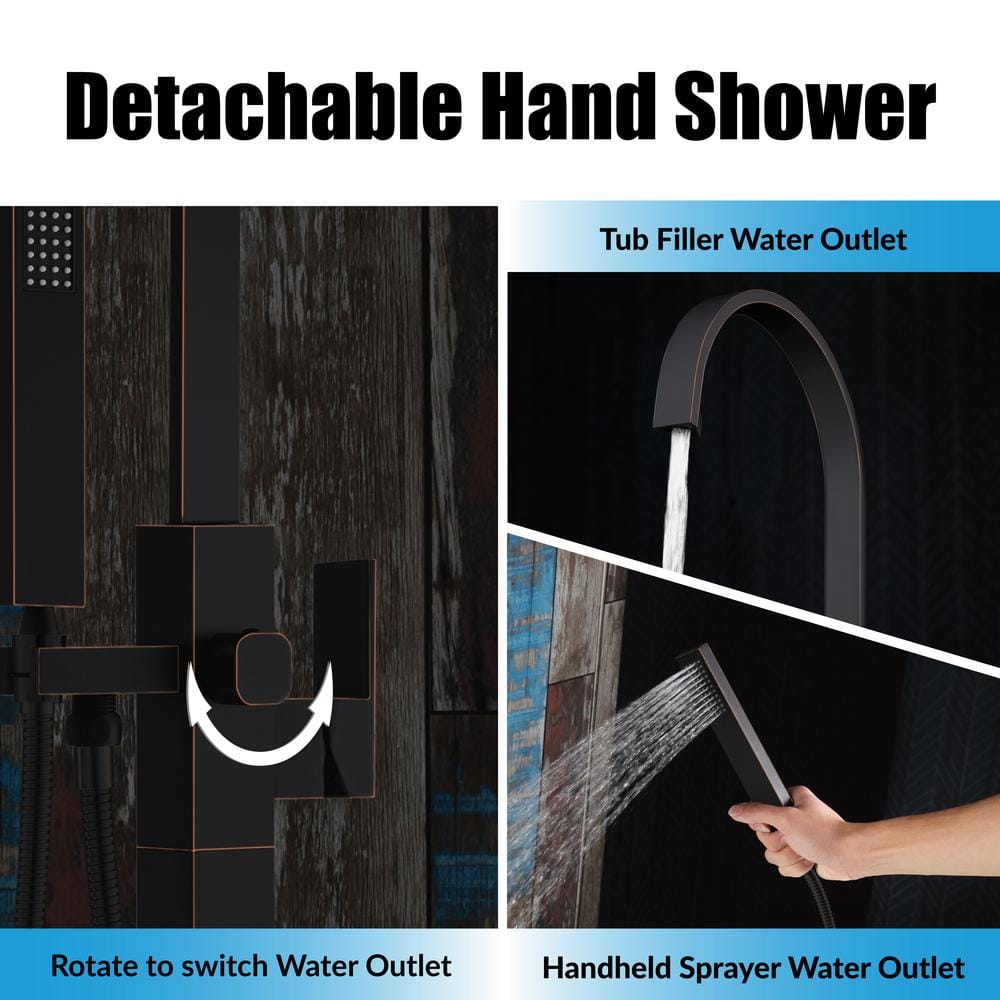Oil Rubbed Bronze Freestanding Tub Faucet with Hand Shower