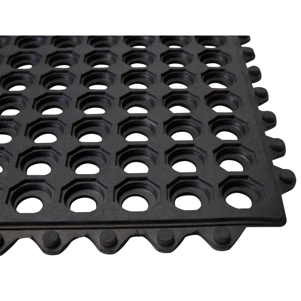 Black 36 x 36 Inch Interlocking Rubber Floor Mat 4-Pack