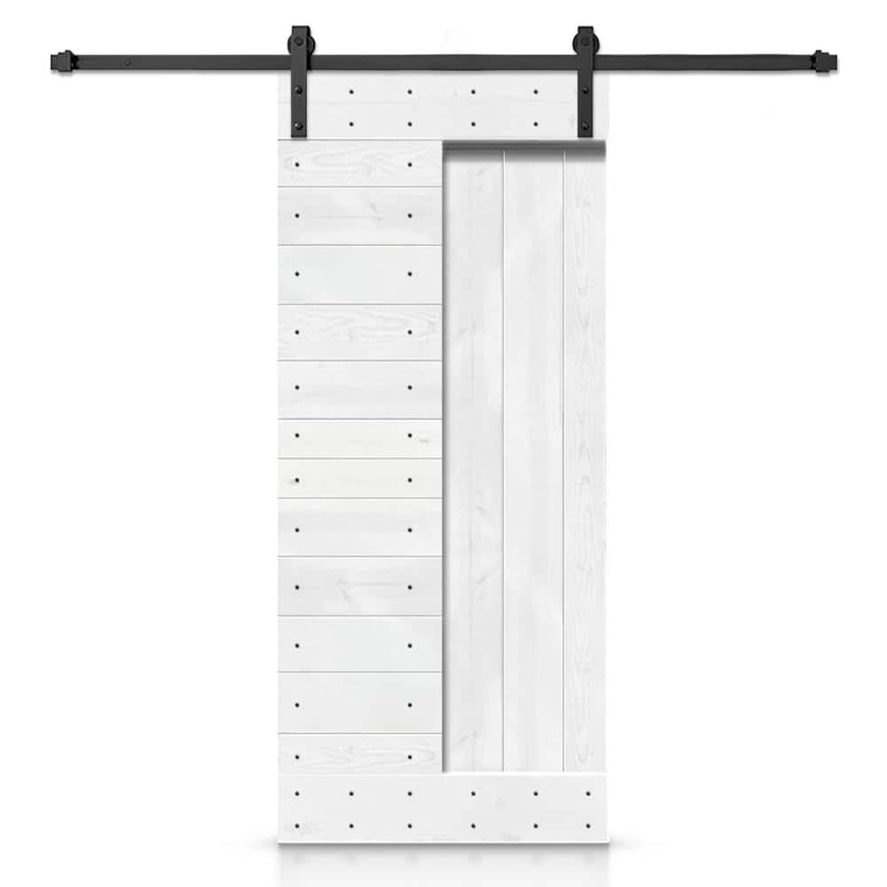 24 in. x 84 in. White Stained DIY Knotty Pine Wood Interior Sliding Barn Door with Hardware Kit price history on PriceWatchPro
