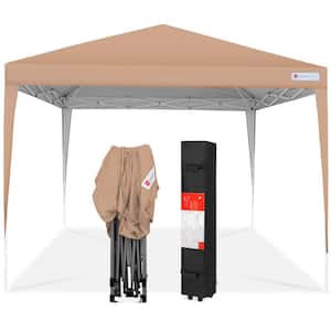 10 ft. x 10 ft. Tan Portable Adjustable Instant Pop Up Canopy with Carrying Bag