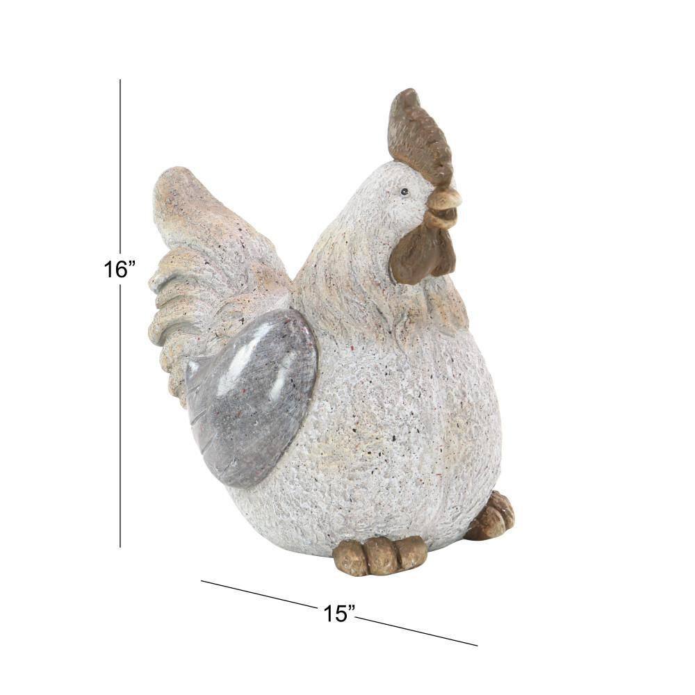 Gray Polystone Country Hen Garden Sculpture