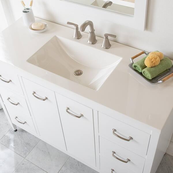 Home Decorators Collection Marrett 48 25 In W X 18 75 D Bath Vanity White With Cultured Marble Top Sink Hd2048p2v47 Wh - Plain White Bathroom Sink