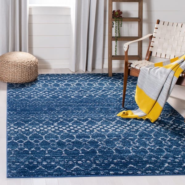 Tulum Blue/Ivory 8 ft. x 10 ft. Geometric Area Rug