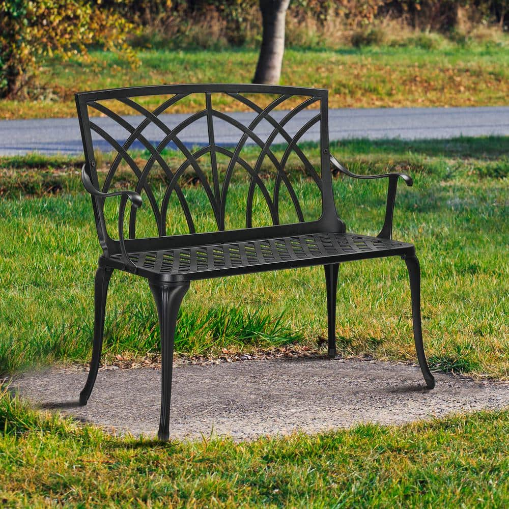 Karl home 38 in. Powder-Coat Aluminum Outdoor Bench