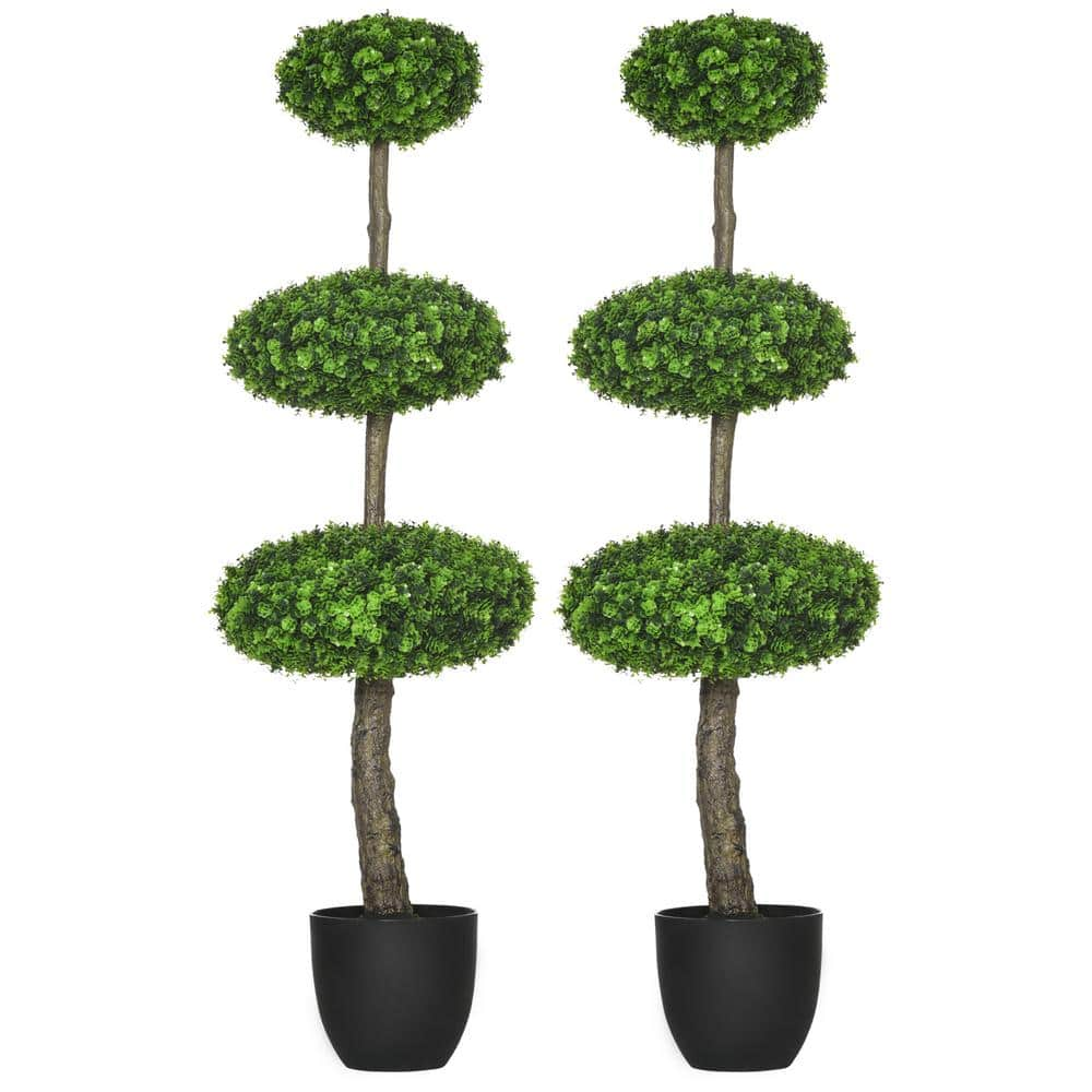 Homcom 3 .6 Ft. Green Artificial Boxwood Tree In Pot 830-703v00gn - The 