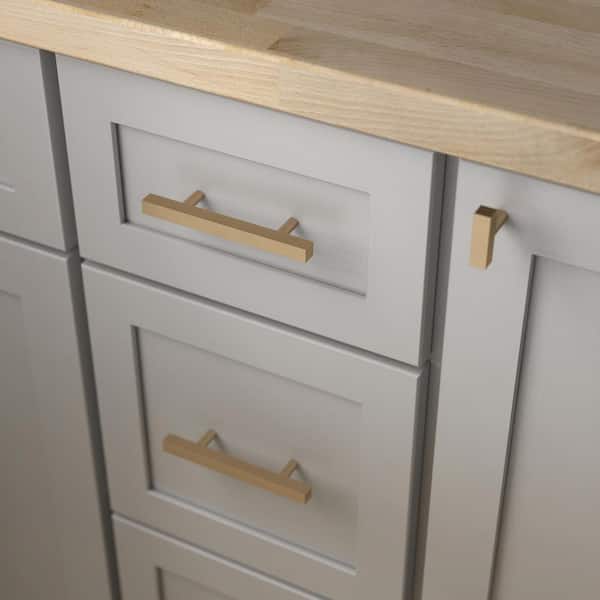 Square Bar 3 in. (76 mm) Modern Champagne Bronze Drawer Pull