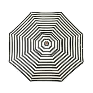 9 ft. Wooden Market Patio Umbrella in Black and White Stripes