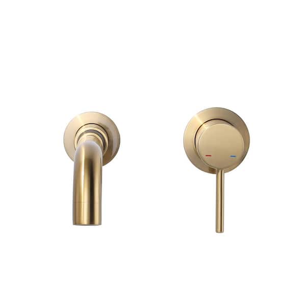 ALEASHA Single-Handle Wall Mounted Bathroom Sink Faucet in Gold