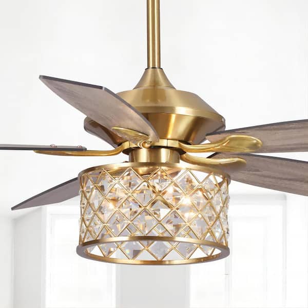 Flint Garden 52 in. Indoor Gold 3-Light Downrod Mount Chandelier