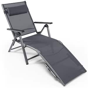 Aluminum Outdoor Lounge Chair with Quick-Drying Fabric and 8-Level Adjustable Backrest in Gray