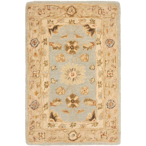 SAFAVIEH Anatolia Light Blue/Sage Doormat 2 ft. x 3 ft. Border Area Rug