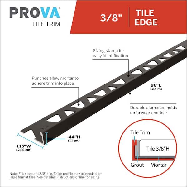 Satin Antique Bronze 1.13 in. W x 96 in. L Aluminum 3/8 in. Tile Edge Trim