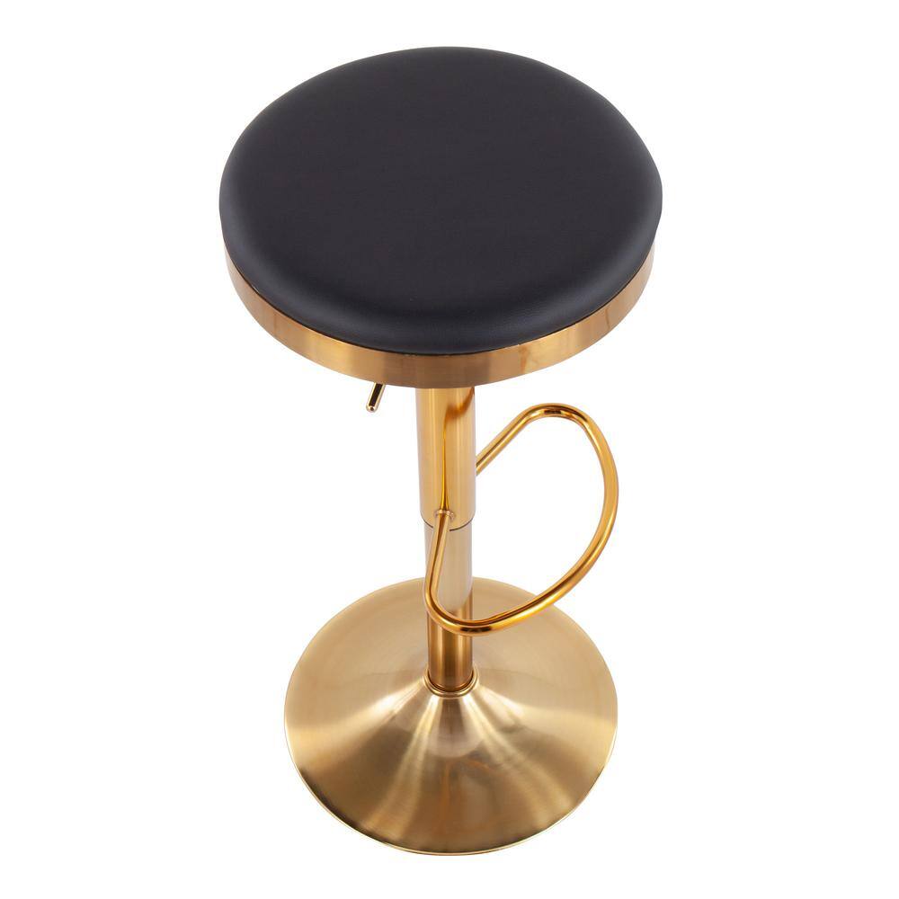 Set of 2 Black Faux Leather Adjustable Swivel Barstools