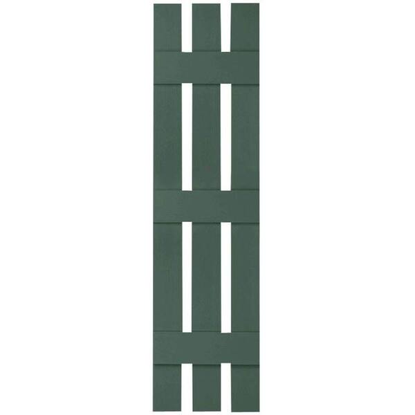Ekena Millwork 12 in. x 63 in. Lifetime Vinyl Custom Three Board Spaced Board and Batten Shutters Pair Forest Green